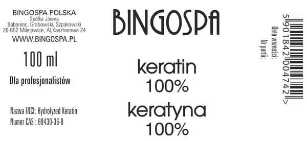 ÖKAR HÅRVOLYMEN Keratin 100% BINGOSPA 100 ml