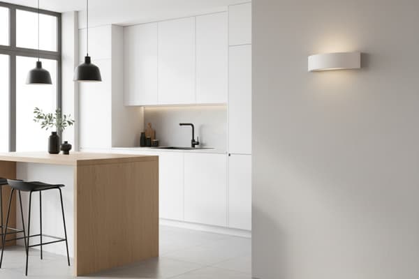 Trävägglampa LEJA Halvplafond Vit Matt