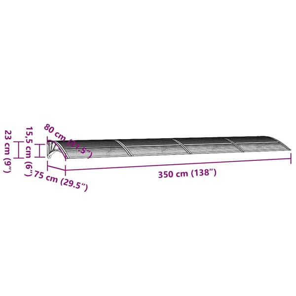 vidaXL dørmarkise sort 350x75 cm polycarbonat