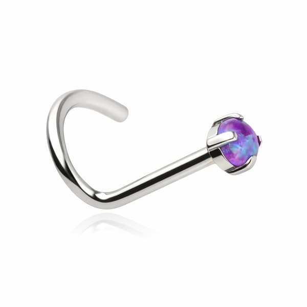 Violet Opal Titanium Næseørering OP52 - Sølv - TN-005 0.8/6.5/2