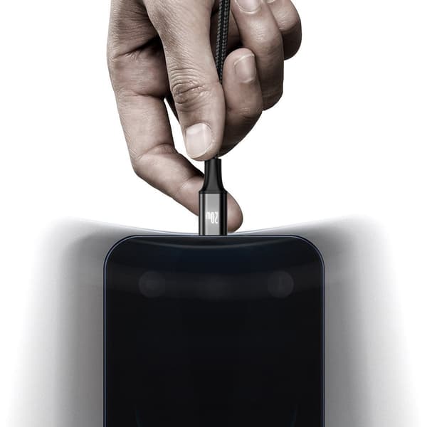 Baseus Rapid Series 3-i-1 USB-kabel, micro USB / Lightning / USB-C, 20W, 1,5m (sort)
