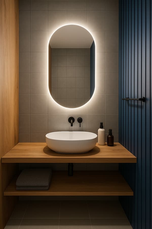 Oval LED Mirror 40x110 Waterproof IP65 Wall Mount Vertical Horizontal LUNA