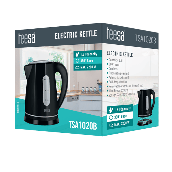 Teesa sähkövedenkeitin 2200W 1.8L 360° valaistus