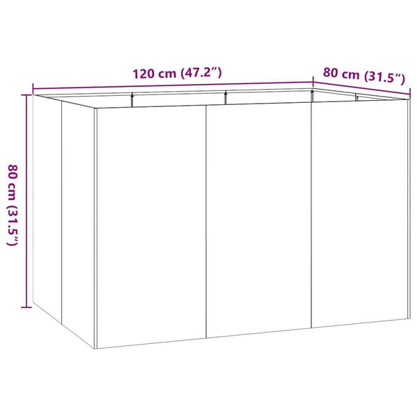 vidaXL urtepotte antracit 120x80x80 cm stål