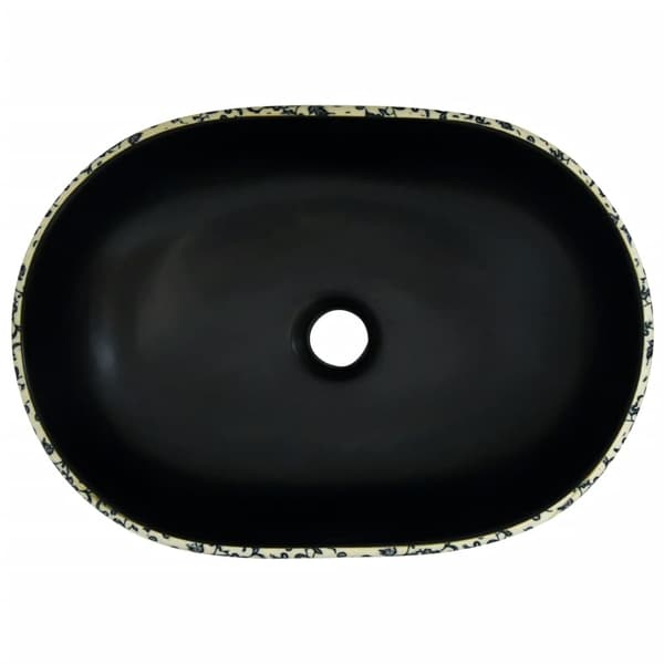vidaXL bordvask sort og blå oval 47x33x13 cm