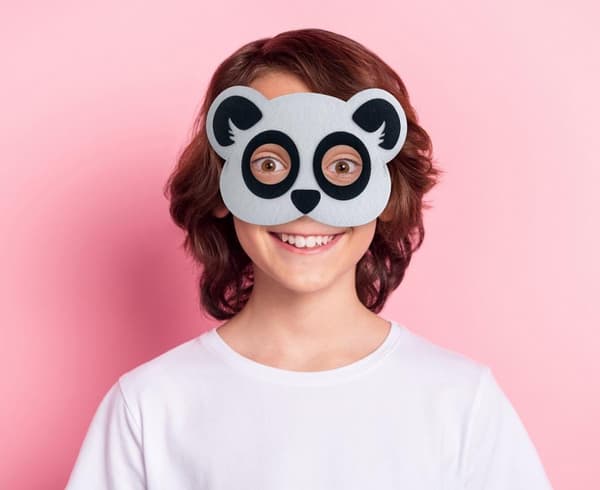 Pandabjørnefiltmaske 19x12 cm