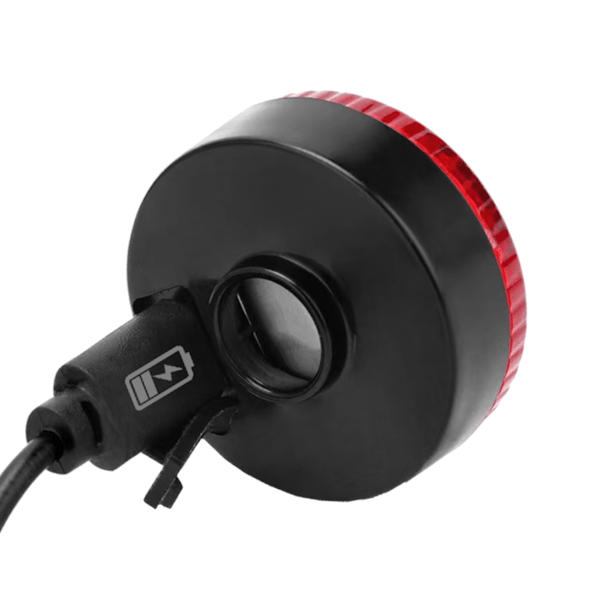 Cykelljus röd LED rund bakre USB gummirem sprutskyddad