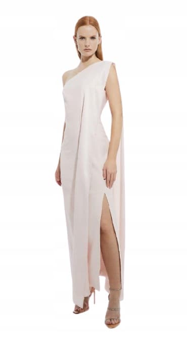 KAREN MILLEN ONE-SHOULDER MIDIKLÄNNING MED SPLIT PETITE 38 B1C