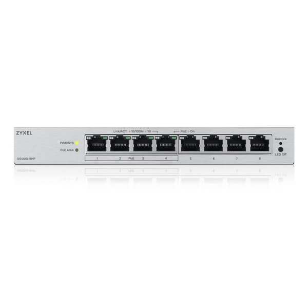 Switch Zyxel GS1200-8HPV2-EU0101F 60W Administrerad