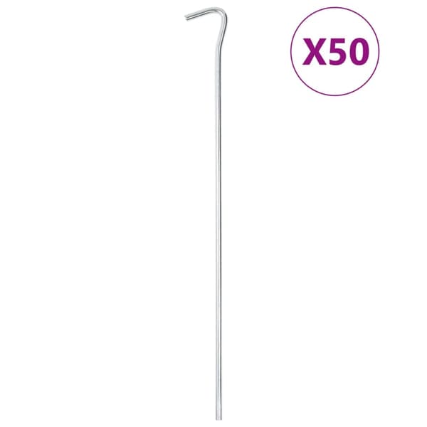 vidaXL Tältpinnar, 50 st, 30 cm, Ø7 mm, galvaniserat stål