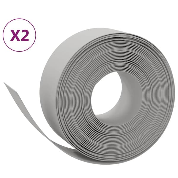 vidaXL havekant, 2 stk., grå, 10 m, 20 cm, polyethylen