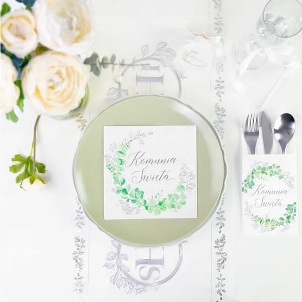 Organza bordløber sølv IHS eukalyptus nadver 5m