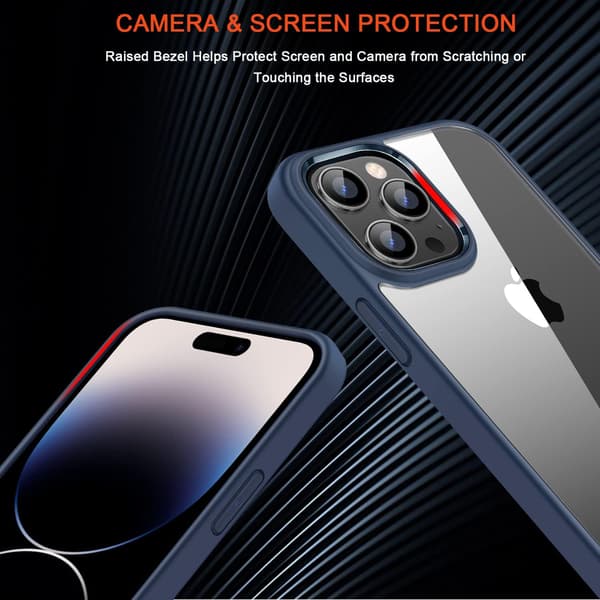 SILIKONE ETUI BLÅ GLAS 9H TIL APPLE IPHONE 14 PRO A2890 A2650