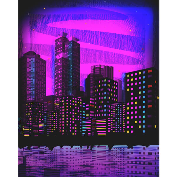 MALING EFTER TAL MED RAMME Billeder til maleri Neon Panorama 40x50 cm