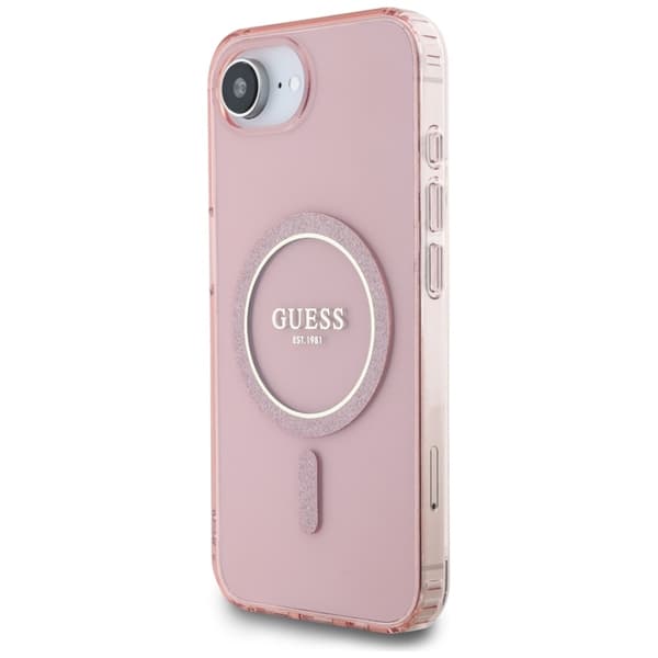 Guess IML Glitter Circle MagSafe – Etui til iPhone 16e (lyserød)