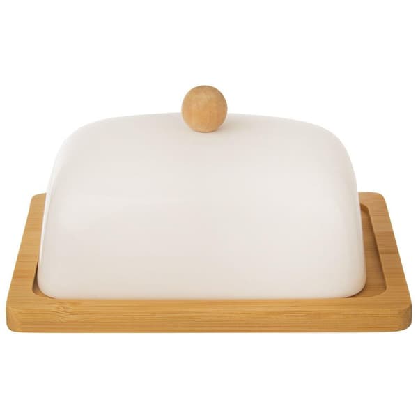 SMØRFAT I PORCELÆN, BAMBUS, HVID 127144