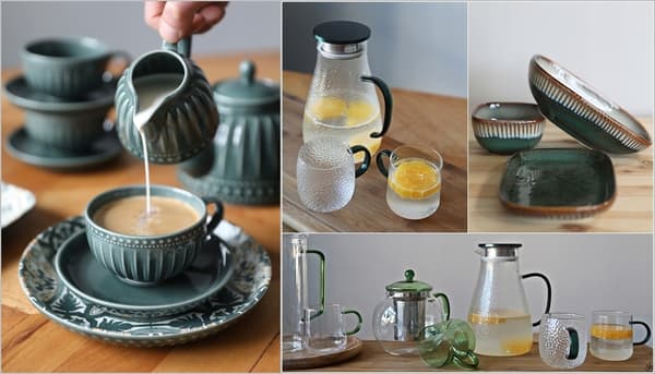 KERAMISK KANDE TIL TE OG KAFFE 1L MOSAIQUE OLIVE line