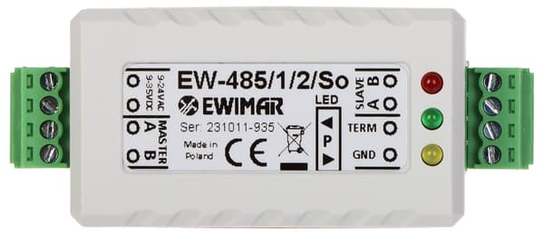 RS-485 busforstærker EW-485/1/2/SO med optisk separation ewimar