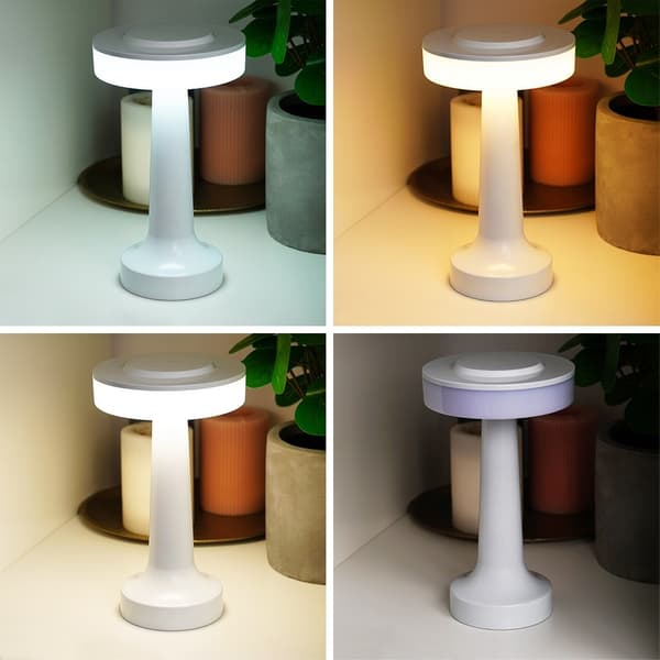LED bordlampe hvid trådløs 3 lysmodi 21 cm