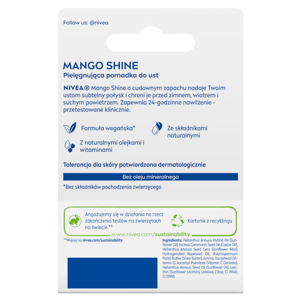 NIVEA Hoitava huulibalsami Mango 4,8g