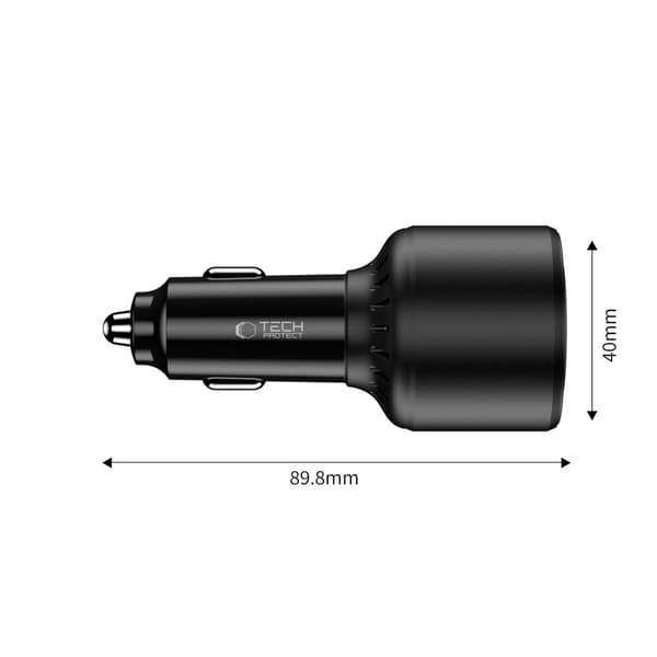 TECH-PROTECT CC04 3-PORTARS BILLADDARE PD175W SVART