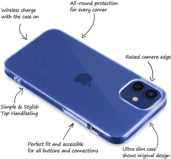 ETUI TIL APPLE IPHONE 12/12 PRO 6.1' TRANSPARENT FLEKSIBEL A2172 A2341