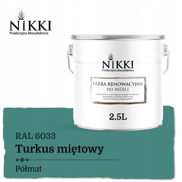 Färg för köksluckor turkos mint RAL6033 halvmatt 2,5L