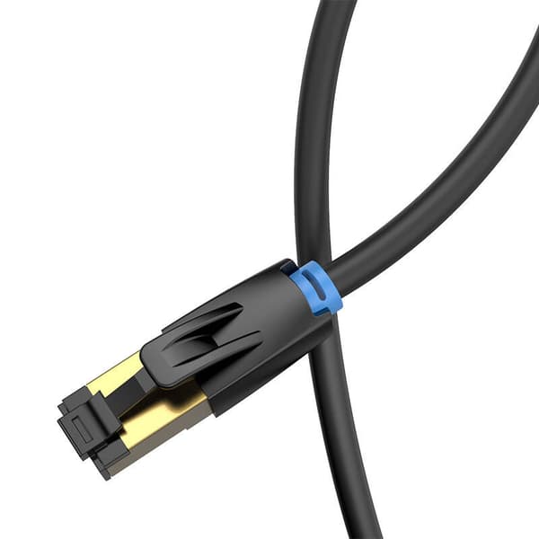 CAT8 SFTP Vention IKABF RJ45 Ethernet-netværkskabel 40Gbps 1m Sort