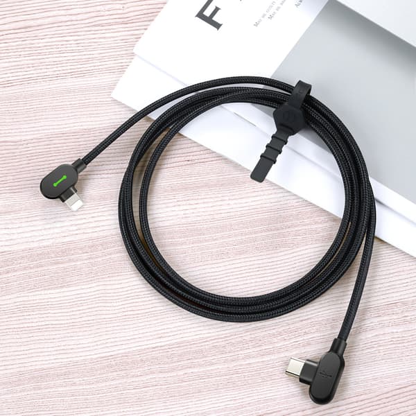 MCDODO 90° vinklet USB-C LIGHTNING dobbeltsidet kabel til iPhone 13 14 LED 2M