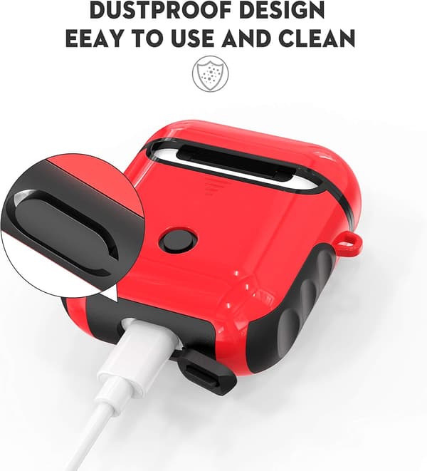 HÅRDT SILIKONEETUIS TIL AIRPODS 1/2 RØD SORT