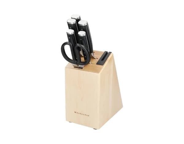 KITCHENAID GOURMET 7-DELAT KNIVSET I TRÄBLOCK MED SLIPS