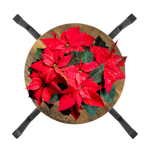 Stående blomställning i metall, träloft, hög, 62 cm, blomställning, växter