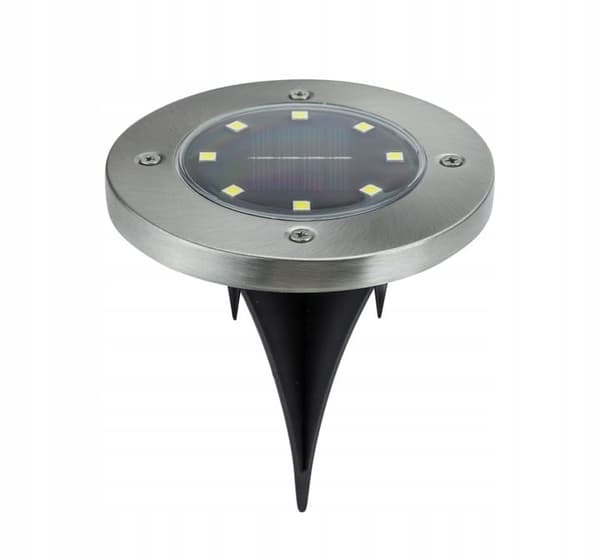 Solcellelampe, 1 stk., sølv, have, indkørsel, rund