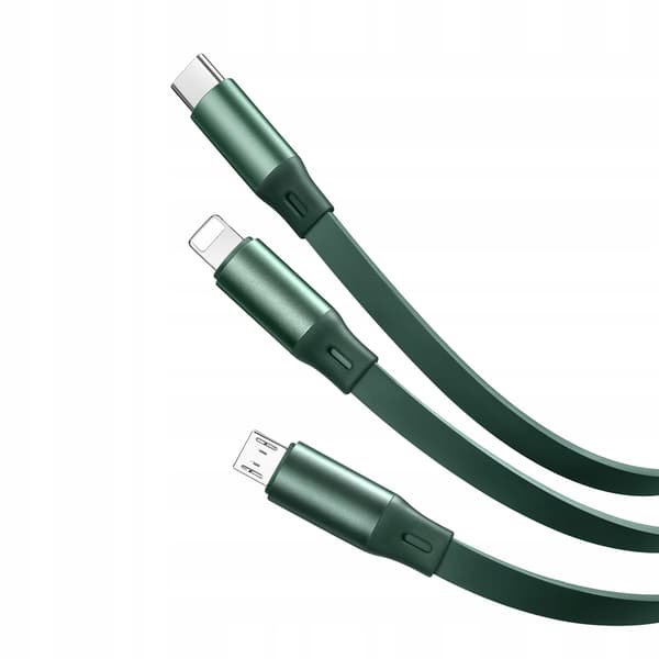 Mcdodo Udtrækkeligt Telefonkabel til iPhone / Micro USB / USB-C 3i1 66W Grøn