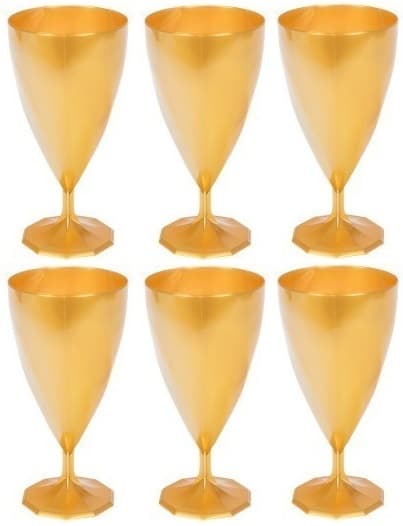Plastguldfärgade vinglas 150ml 6-pack