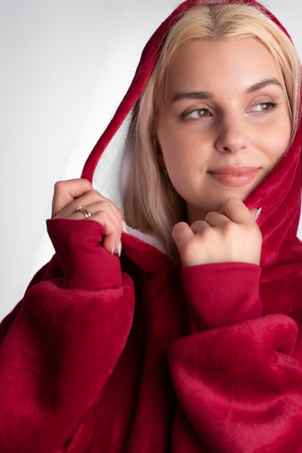 Kocobluse tæppe sweatshirt blød stor oversize tyk varm hætte gave 2i1