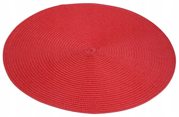 Rund stråmåtte 38 cm rød, dekorativ