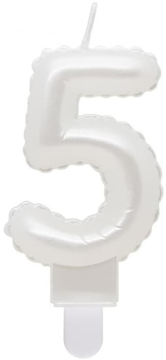 Ljus Nummer 5 FEM Pärlvit 7cm