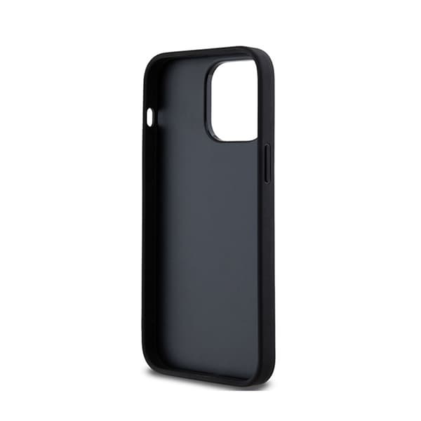 DKNY Læder Ternet Mono Mønster & Trykte Striber - iPhone 14 Pro Max Etui (Sort)