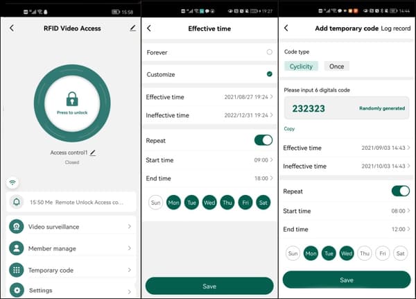 Video intercom Lås Kode og Kort Adgang Portåbning RFID TUYA WIFI