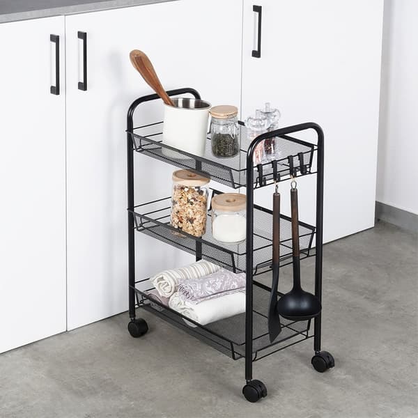opbevaringsvogn metal sort 3-niveau