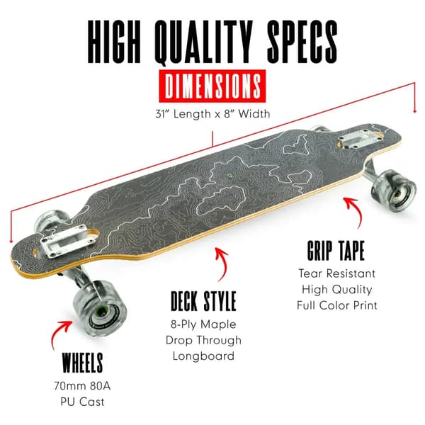 Madd Gear Drop Through Cruiser Skateboard | 31" Twilight Lagoon