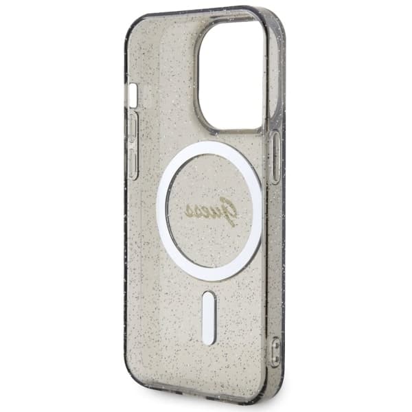 Guess GUHMP14XHCMCGK iPhone 14 Pro Max 6,7 sort/sort hårdt cover Glitter Guld MagSafe
