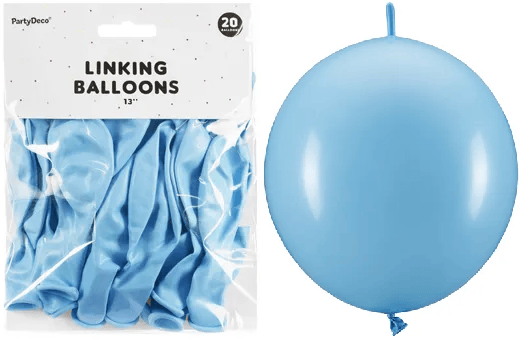 Balloner med forbindelse 33 cm lyseblå 20 stk.