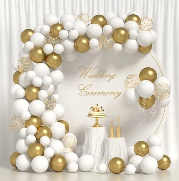 Ballonggirlang vitguld 1 set