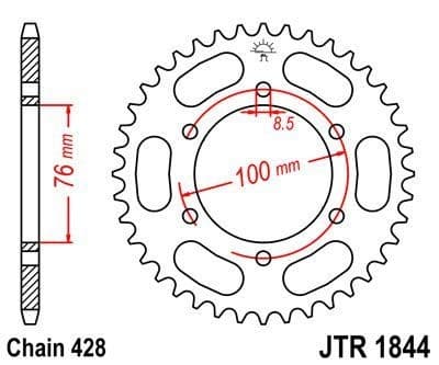 JT R1844-48 stål baghjul, 48T, størrelse 428
