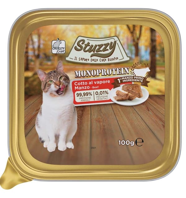 Stuzzy | Monoprotein Kattefoder | 100g Bakke - Oksekød 100g