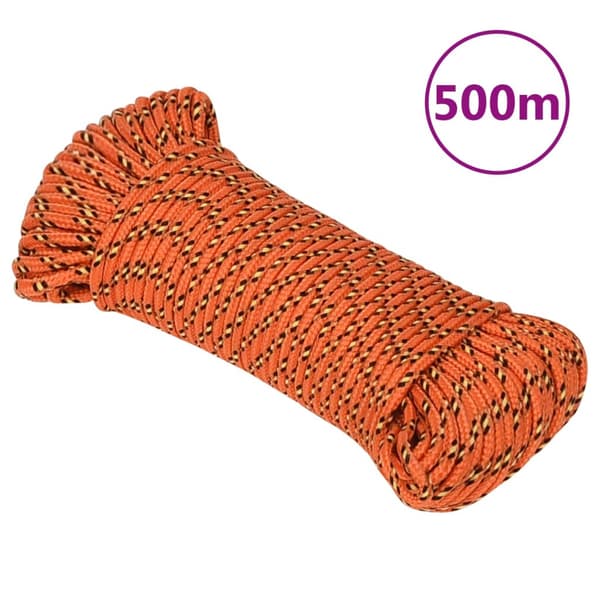 vidaXL Segelrep, Orange, 4 mm, 500 m, Polypropylen