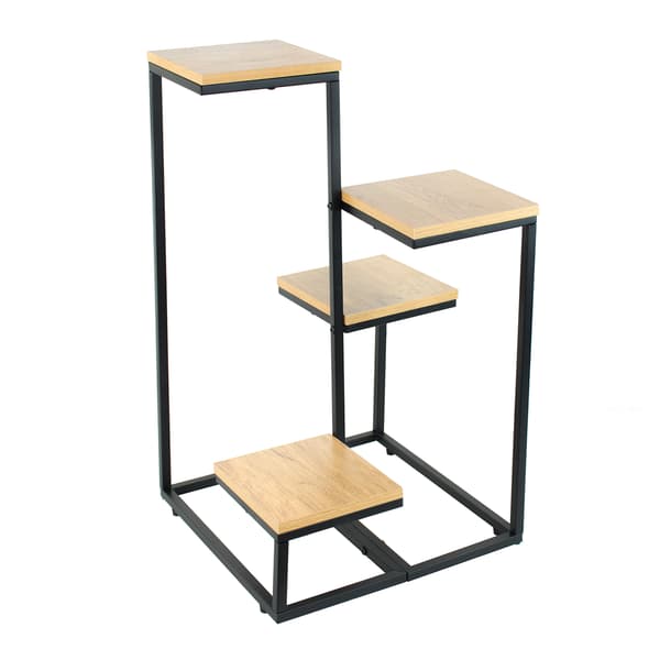 Fritstående blomsterstativ til blomster og planter, 4 niveauer, metal, rustik, 76 cm