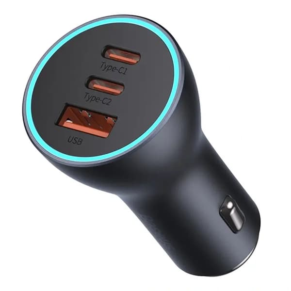 Baseus Golden Contactor Pro biloplader, 2x USB-C, 1x USB, 65W (grå)